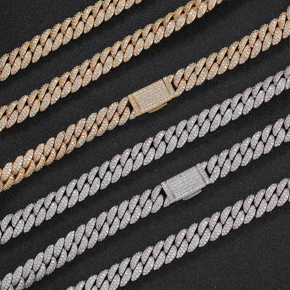 Rapper Jewelry Cuban Chain Brass Bracelet 18k Gold Plated Copper White Zircon Bracelets for Man or Women