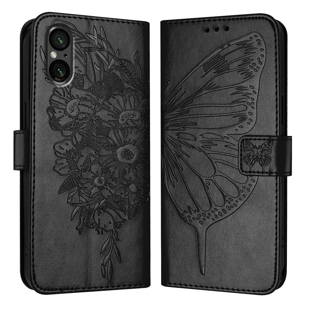 Butterfly Flowers PU Leather Case Kickstand Card Holder Slots TPU Shockproof Flip Cover For Sony Xperia 5 IV, 10 IV, 1 IV, 1 III , 5 III, 10 III, L4..