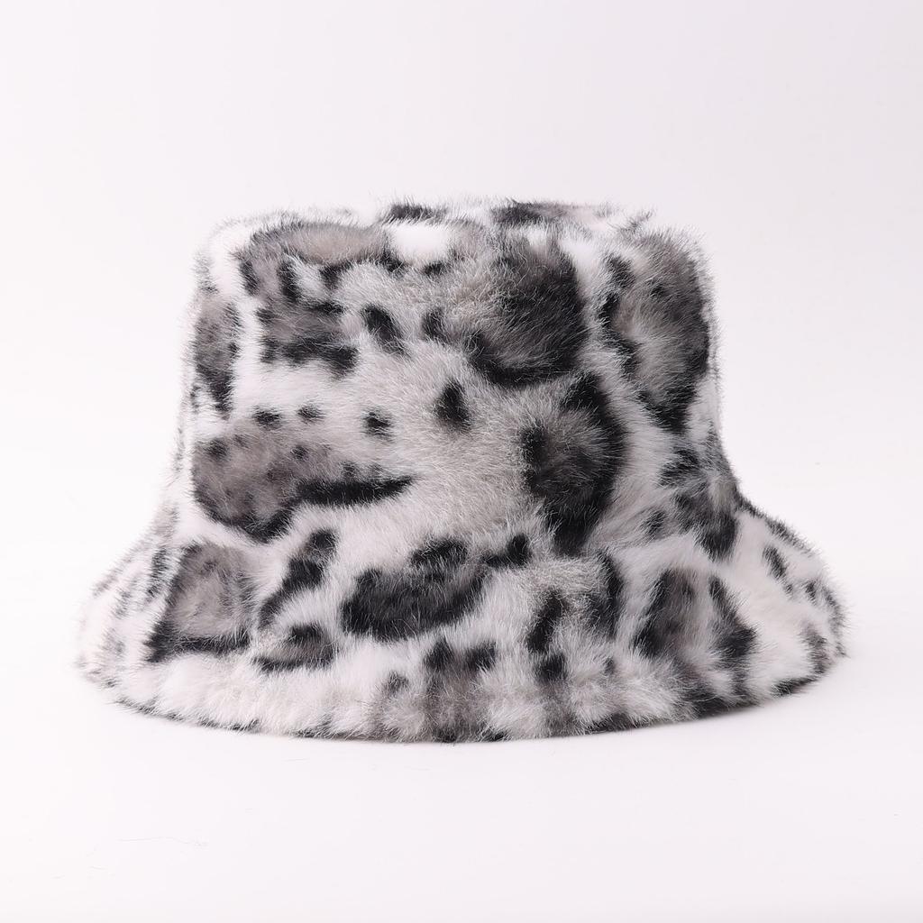 Autumn and Winter Zebra Print Leopard Print Plush Bucket Hat Cold Protection Ear Basin Hat Warm Bucket Hat