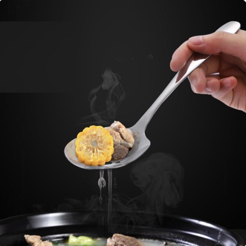 Household Public Serving Spoon Stainless Steel Soup Colander Spoon For Ice Cream Dinner Spoons Rice Salad Kitchen Tableware