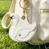 Keychain Pendant Gradient Swan Shape Bag Pendant with Metal Buckle Imitation Leather Access Card