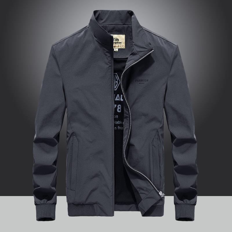 Autumn New Men's Stand-up Collar Four-sided Elastic Quick-drying Jacket Men's Single-layer Shrink-sleeved Elastic Jacket