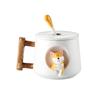 400ml White Ceramic Mug with Lid Creative Couple Coffee Cup for Home