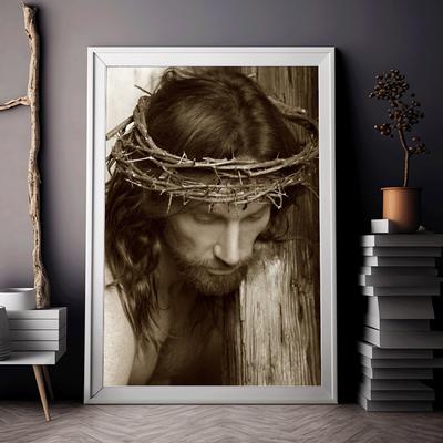 Jesus Portrait Painting Print Canvas Poster Abstract Christ Religion Wall Art Thorn Crown God Picture for Room Home Decor Cuadro