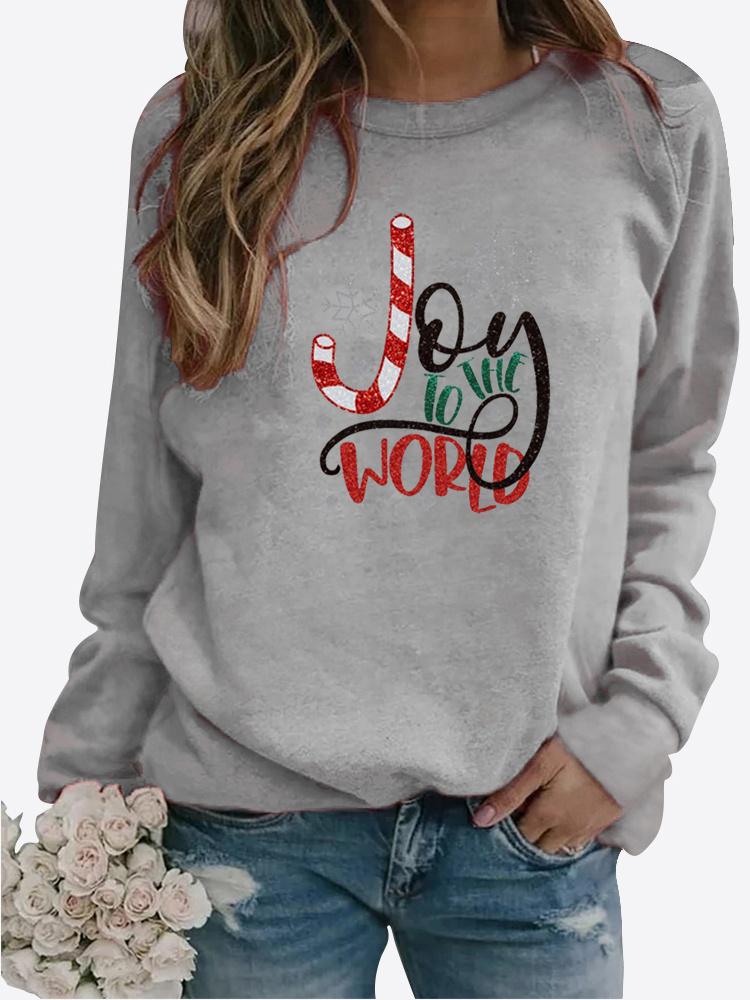 Women's Autumn and Winter Plush Clothing Printed Casual Sportswear Long Sleeved Top T-shirt Women's Round Neck Sweater Pullover