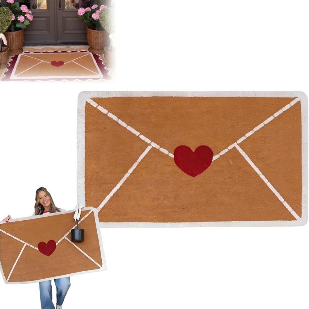 Creative Gift Non-Slip Valentine Rug Wear-Resistant Heart Design Door Mat Envelope Pattern Welcome Floor Mat