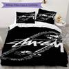 Black White Dice Logo 3Pcs Bedding Set, Retro Hanging Dice Street Duvet Cover & 2 Pillowcases