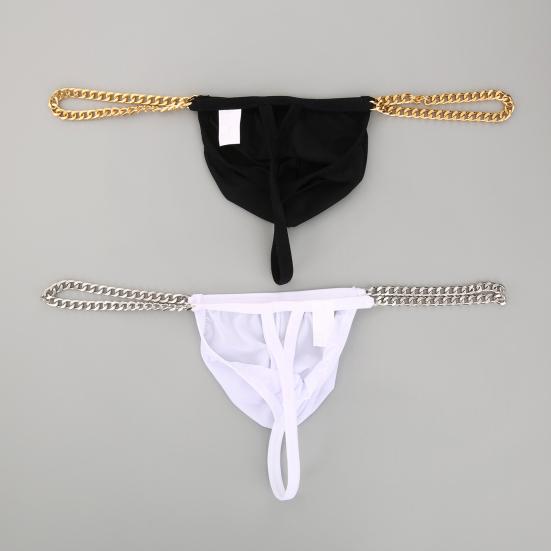 Men Thong Ice Silk Underwear Sexy Metal Chains Comfortable Hollow Out G-Strings Briefs Slim Fit High Elasticity Panties