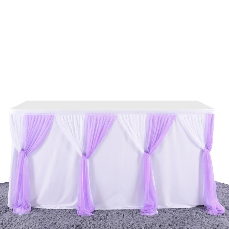Stretch Yarn Cross-striped Table  Skirt Rectangular Table Round Table Skirt Wedding Party Decoration