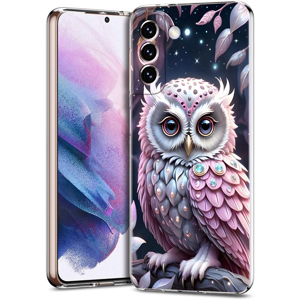Transparent Phone Case Cover for Samsung Galaxy S25 S24 S23 S22 S20 S21 FE Ultra S24 S23 S10 S10E Plus 5G Cute Owl Pattern Capas