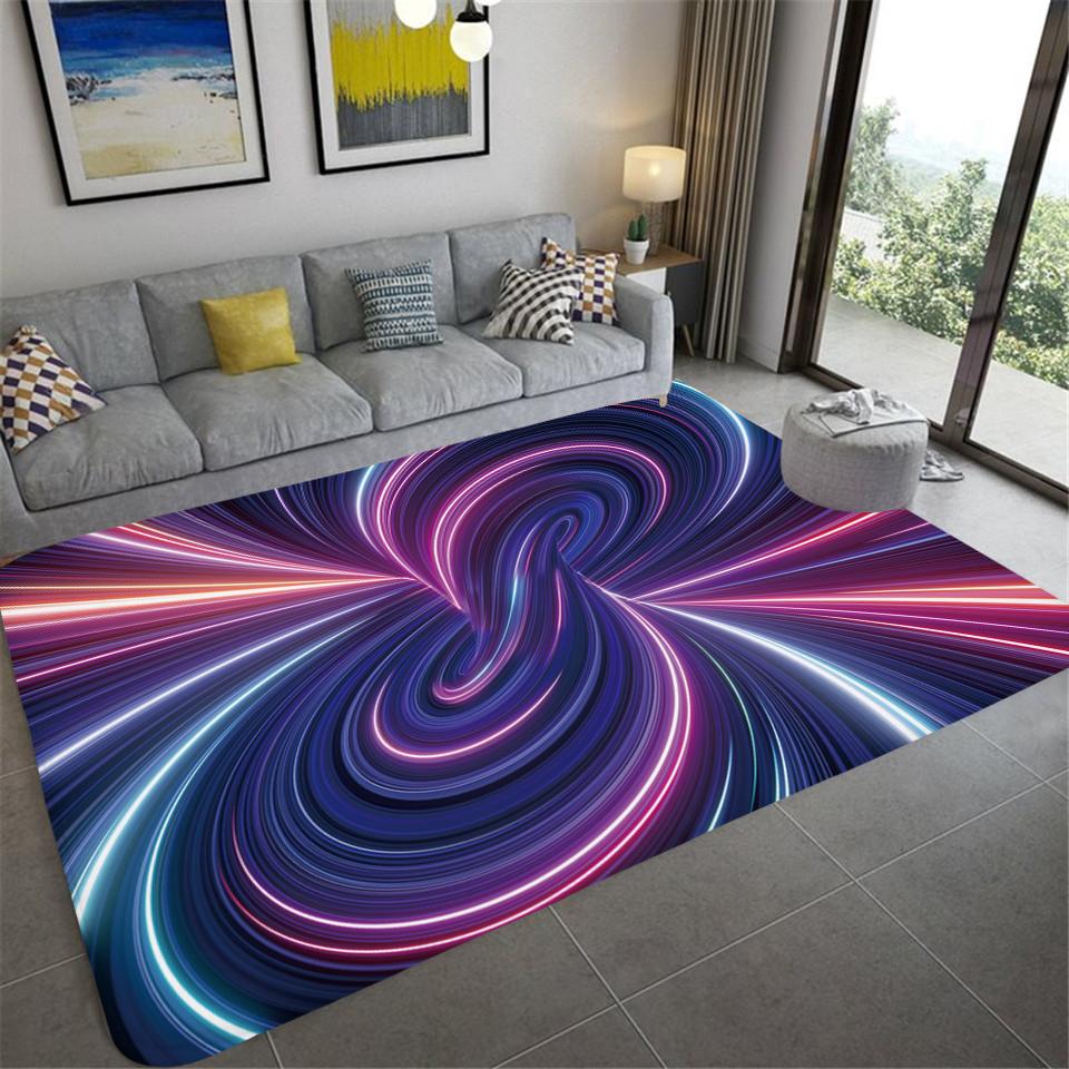 3D Vortex Illusion Carpet Entrance Door Floor Mat Abstract Geometric Optical Doormat Non-slip Floor Mat Living Room Decor Rug