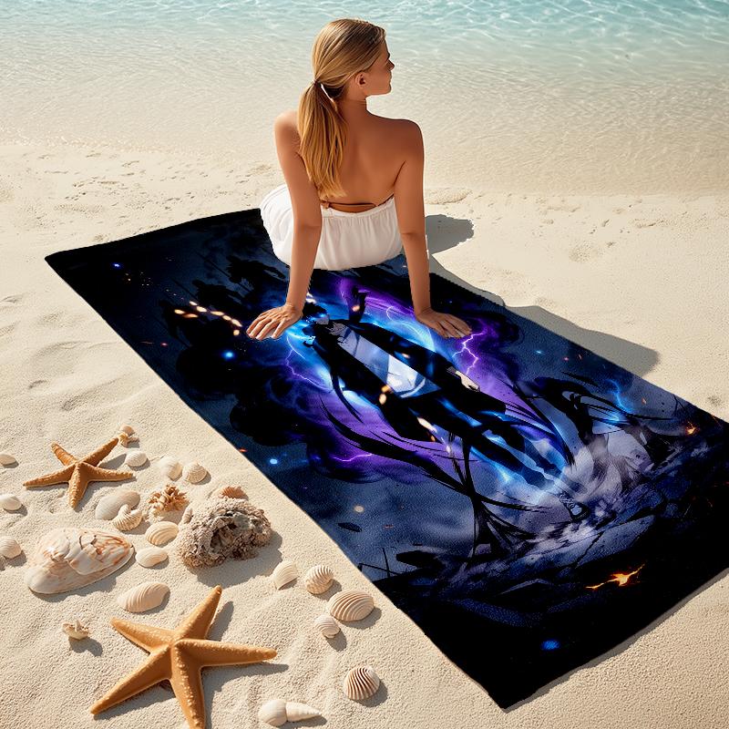 1Pc Shadow Warrior'S Rise Beach Towel Microfiber Beach Towel Thin Absorbent For Beach Swimming Yoga Bath Sports 0917144
