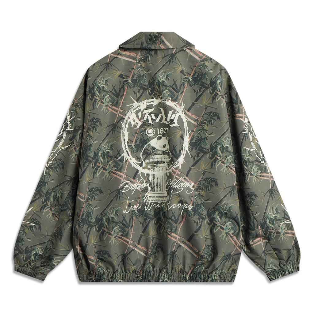 Li Ning Badfive Moda Klasik Retro Çok Yönlü Sokak Trendi Amerikan Tarzı Bol Rahat Ceket Erkek Ceket Bambu Baskılı AFDV937-1