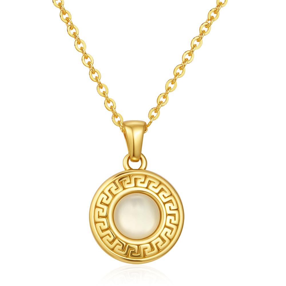 

Stainless Steel Necklace Women Fashion Retro Geometric Pendant Minimalist Elegant Collarbone Chain Jewelry