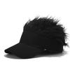 Sun Visor Cap with Synthetic Hair Top Adjustable Strapback Baseball Hat for Outdoor Sports and Casual Wear
