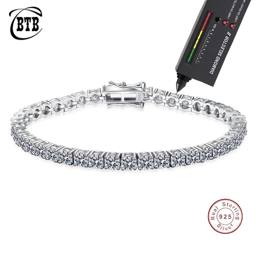 Luxury Silver 925 Wide 5mm D VVS1 Moissanite Bracelet Birthday Wedding Jewelry