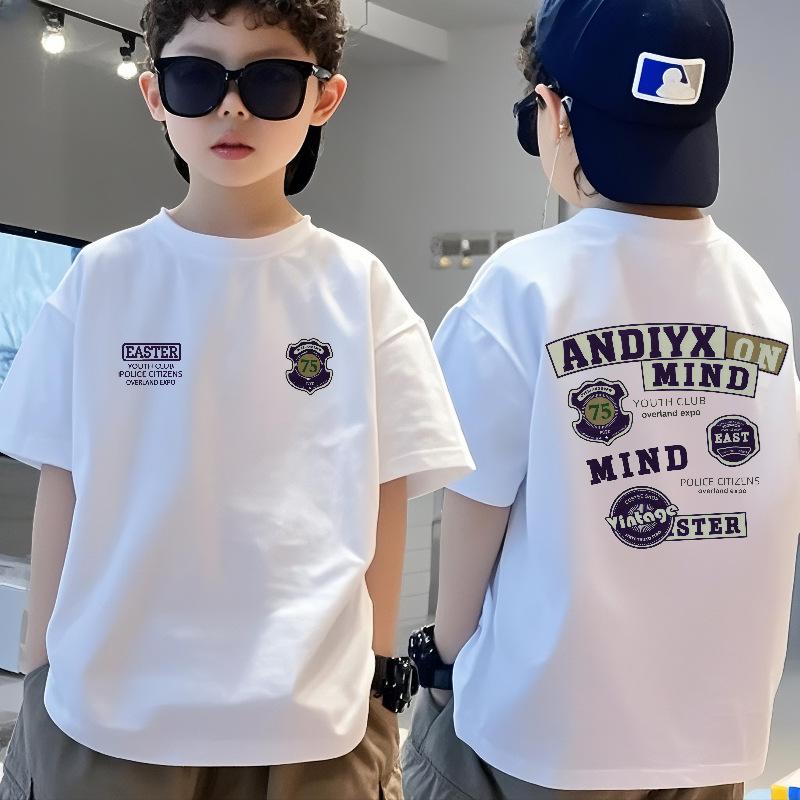 

Boys Trendy Short-Sleeve Cotton T-Shirt - Loose Fit, Summer Sport Style 150cm (70-80kg)