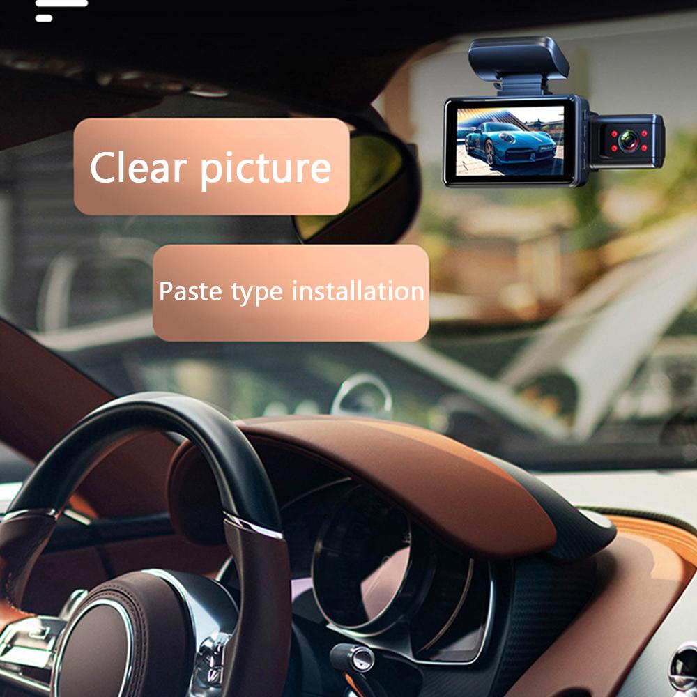 Registratore video per auto multilingue con doppia lente Dash Cam automatica Registratore per videocamera per auto Ciclo di visualizzazione notturna
