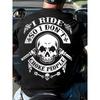 European Sizes A “Motorcycle - Skull and Exhaust Pipes” Biker - Themed and Tough - Looking Graphic Comfortable Crew Neck Men's Back