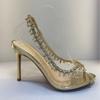 Fashion Fashion Women's High Heels Sandals PVC Transparent Sandals Sexy Pointed Toes Party Nightclub Sandals for Women Rhinestones Pumps
