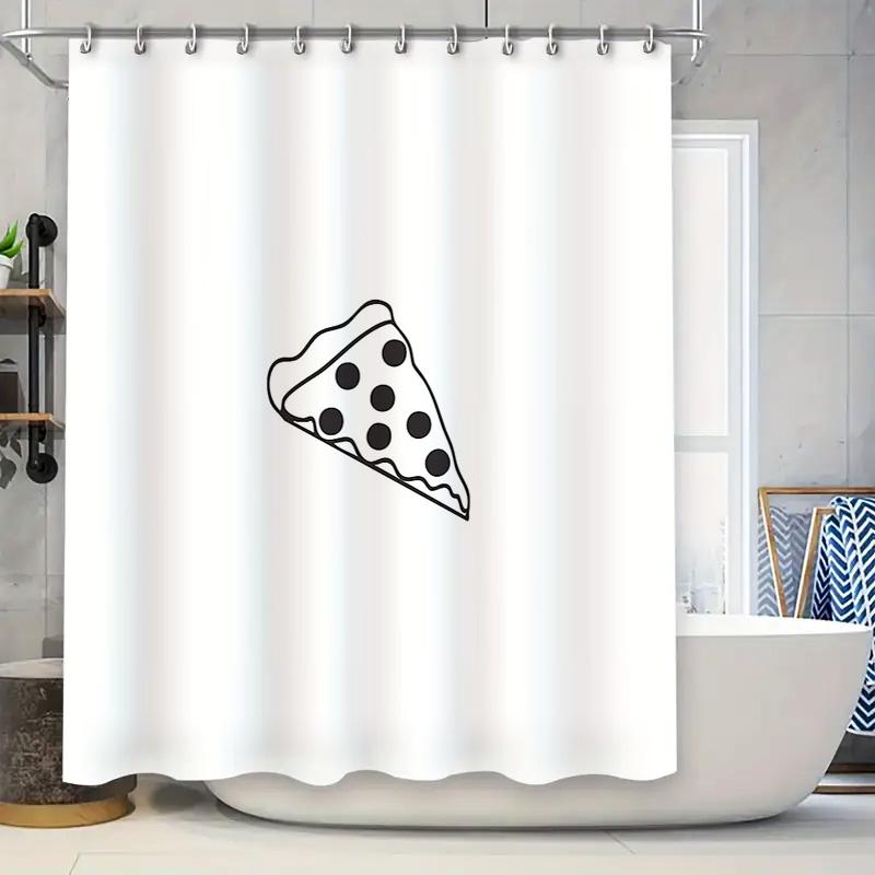 

Pizza Shower Curtain Funny Food Themed Bathroom Decor Washable Waterproof Fabric Liner Modern Artistic Home Decor Gift W60H190(CM)-1 Pcs