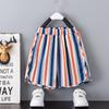 Stylish Boys Summer Outfit Set With Colorful Striped Short Sleeve T-shirt And Shorts For Kids Aged 3 To 8 Years