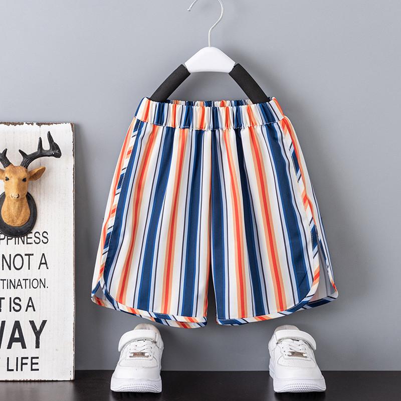 Stylish Boys Summer Outfit Set With Colorful Striped Short Sleeve T-shirt And Shorts For Kids Aged 3 To 8 Years