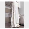 Pantaloni a gamba larga traforati con inserti in pizzo da donna estivi a vita alta con senso del design larghi sottili drappeggiati casual