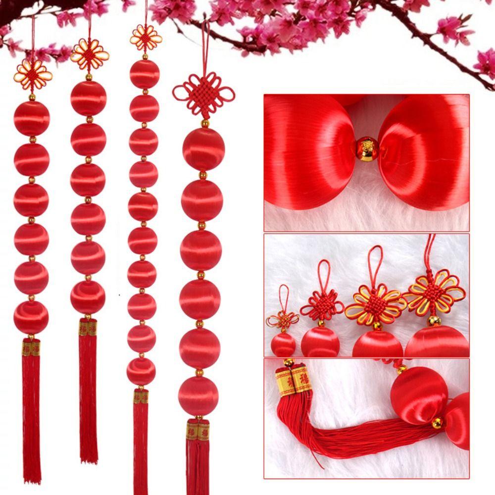 Mercerization Lantern String Tassels Decorative Ball String Red Lantern Hangings  Chinese New Year
