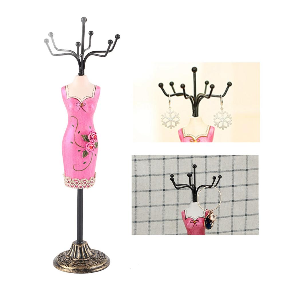 Metall Schmuckaufsteller Halsketten Präsentationsständer Ohrring Hängehalter Armband Regal(Rose Rot)