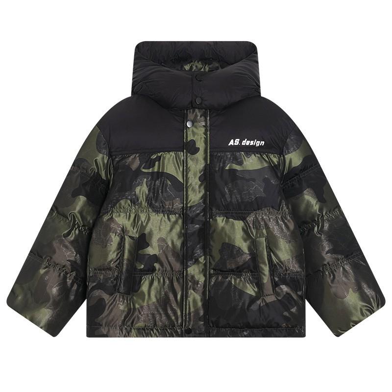 Boys Winter Camo Color Block Puffer Jacket Kids Warm Waterproof Down Coat