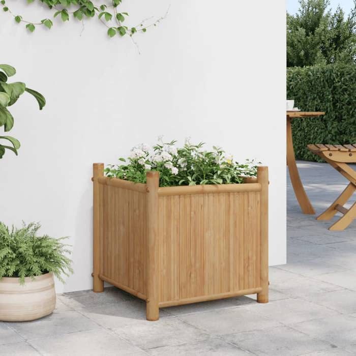 VidaXL Jardinière 40x40x40 cm bambou, lit surélevé, pot de fleurs, pot de fleurs, bac à fleurs, pot de jardin, support de 366464