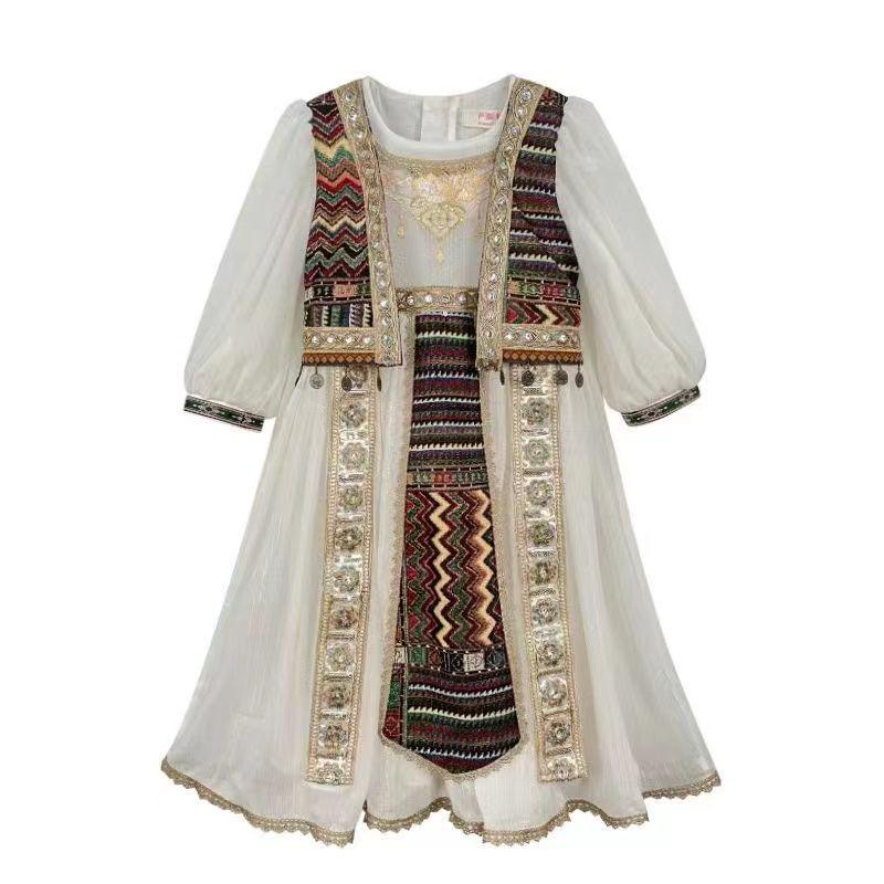 

New Girls Hanfu: Western & Ethnic Inspired Miao Tujia Princess Dress for Travel Photography 110 cm