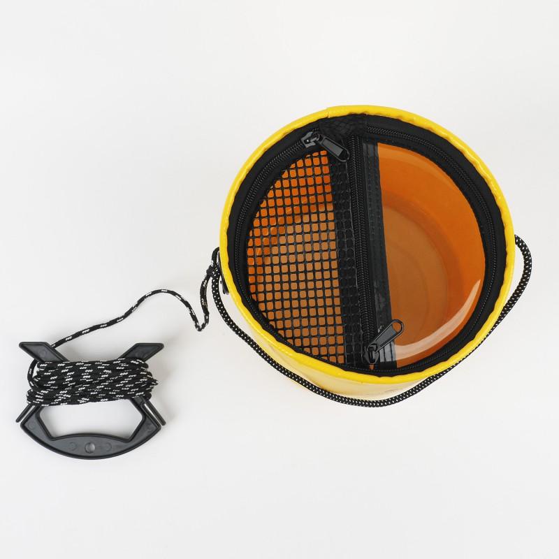 4L Foldable Fishing Bucket With Rope Storage Compartment Outdoor Waterproof Gear Organizer Angling Camping Hiking
