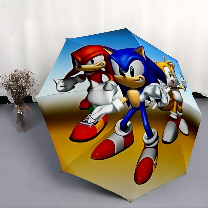 1PC Sonic The Hedgehog Print Umbrella, Featuring Automatic Folding, And Shielding. This Sturdy And Durable Umbrella with Eight Ribs Is Convenient for