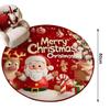 Santa Claus Polyester Christmas Round Mat Snowflake Print Snowman Cartoon Round Rug Anti-Slip Round Carpet Home Decor