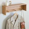 Настінна полиця Yamazen з 3 гачками для одягу та ключів, ширина 60 см, глибина, настінна збірка, дуб FWH-3(ДУБ) Полиця, Настінні вішалки, Стелаж, Гачки, Зберігання, Стелаж,