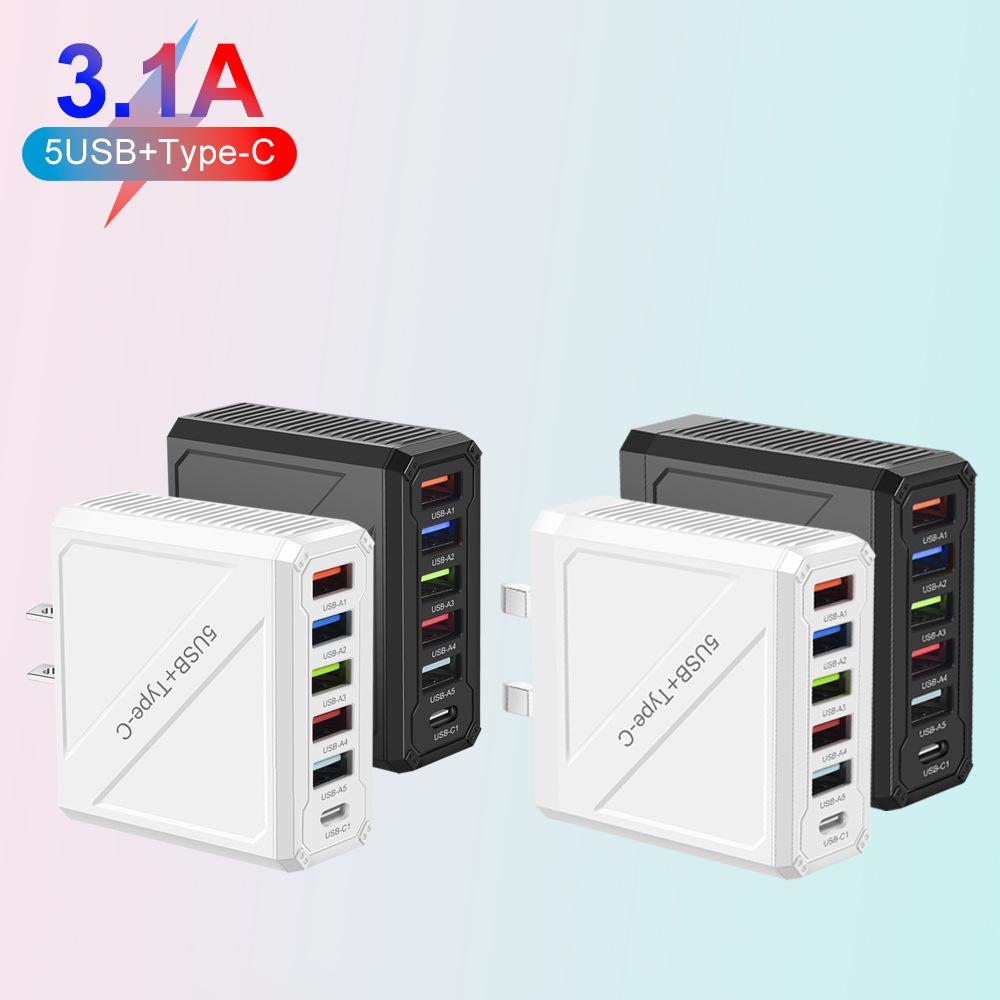 3.1A 5-Port USB Charger with EU/US/UK/KR Plugs for Mobile Phones