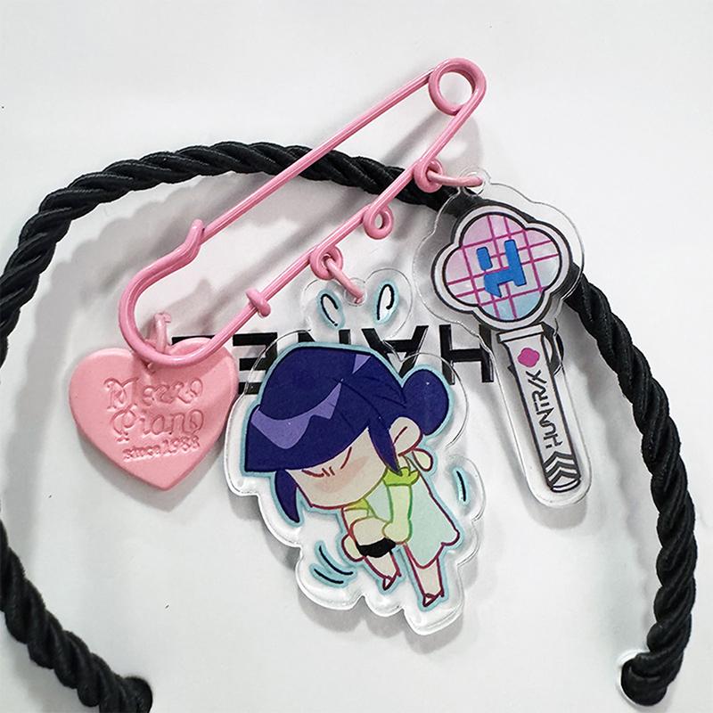 Kpop Demon Hunters Brooch Acrylic Printing Pendant Cartoon Cute Anime Peripheral Pins Bag Hat Clothes Accessories Fans Gift