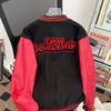 Giacca da Baseball Raglan Oversize Hip Hop da Uomo con Blocco di Colore e Ricamo in Spugna - Capospalla Primavera/Autunno