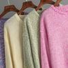Women's Autumn Winter Knitted Pullover Sweater O-neck Full Sleeve Loose Knitwear Top Solid Color