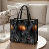 Halloween Gothic Pumpkin Bat Pattern Tote Bag Fashion Durable Daily Use Shopping Shoulder Handbag