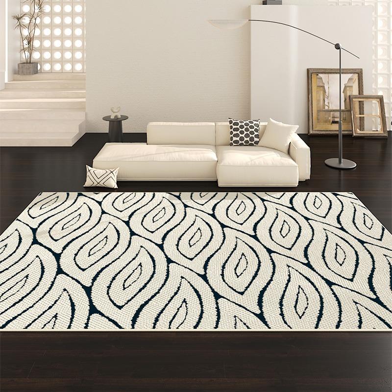Living Room Carpet Large Size French Style Home Decoration Rug Black White Minimalist Bedroom Mat Coffee Table Sofa Floor Mats