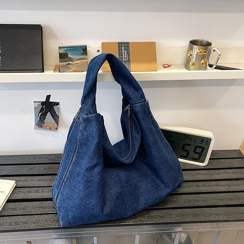 Shoulder Underarm Bag Women'S Denim Trendy Brand Large Capacity Shoulder Bag Casual Retro Commuter Handbag