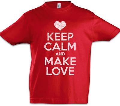 Keep Calm And Make Love Kids Boys T-Shirt Red Lip Lips Boyfriend Girlfriend