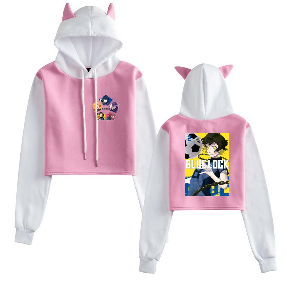 Nuova Felpa con Cappuccio Blu Prison Blue Lock Anime con Orecchie da Gatto - Collezione Autunno/Inverno Donna
