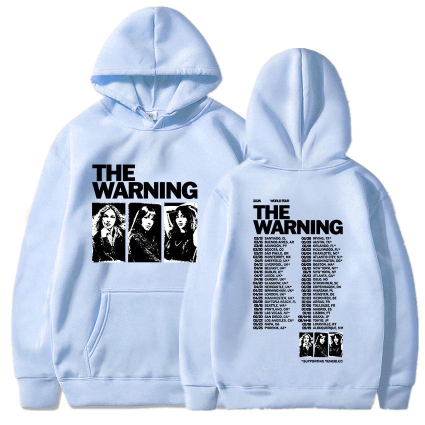The Warning Dünya Turu 2026 Kapüşonlular Unisex Sokak Giyimi Uzun Kollu Polar Kapüşonlu Sweatshirtler Grafik Ürünler Grup Moda Baskılı Kapüşonlu