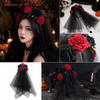 Halloween Black Mesh Rose Headband Hair Accessory for Women