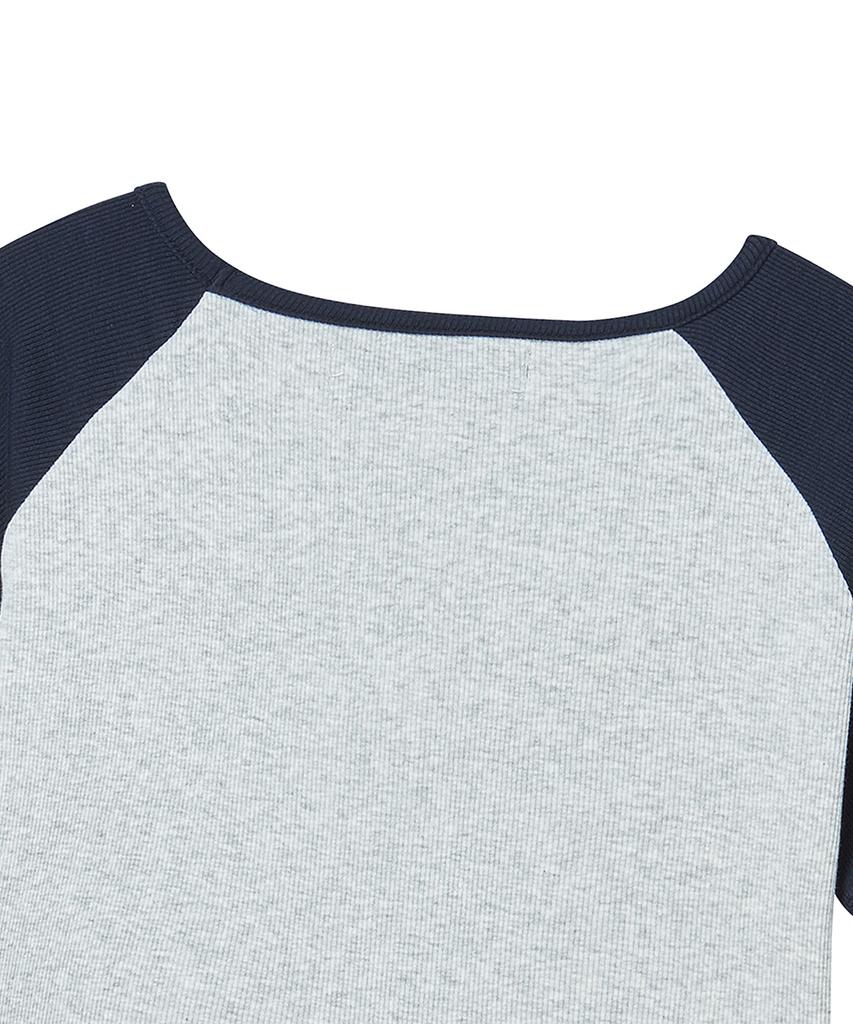 PRENDA Cross Applique Raglan Short Sleeve Gray