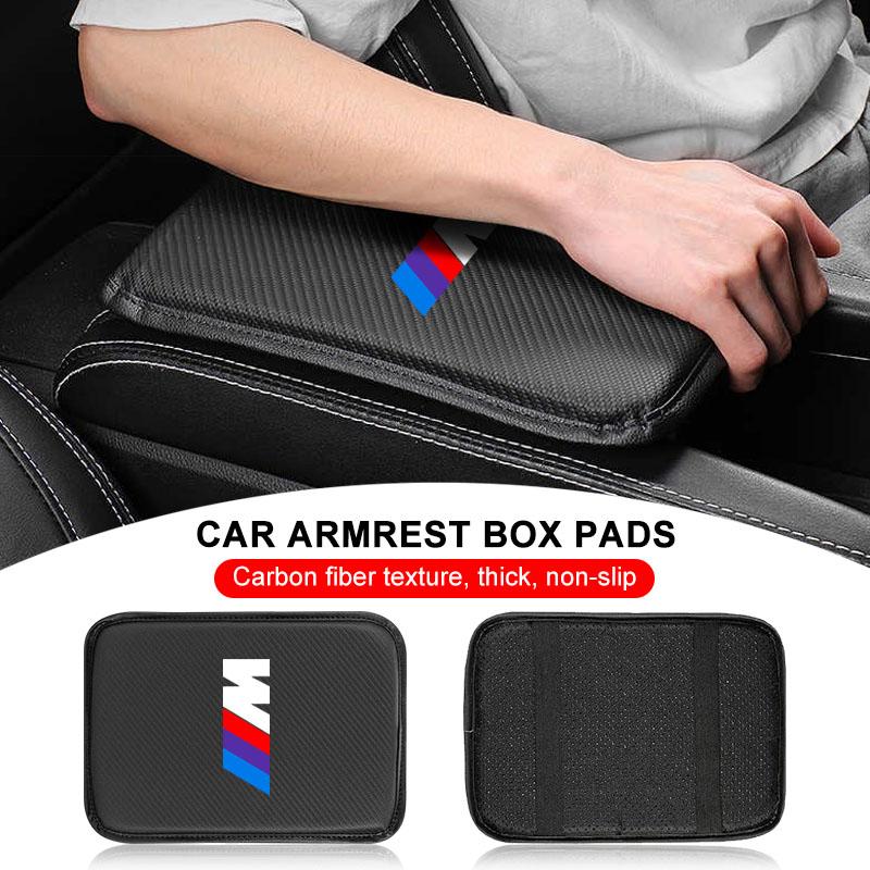 M LOGO Badge Car Armrest Box Mats Leather Center Console Covers for BMW E46 E39 E90 E60 E36 F30 F10 E34 E30 F20 E92 M3 M4 M5 X3 X4 X5 X6 X7